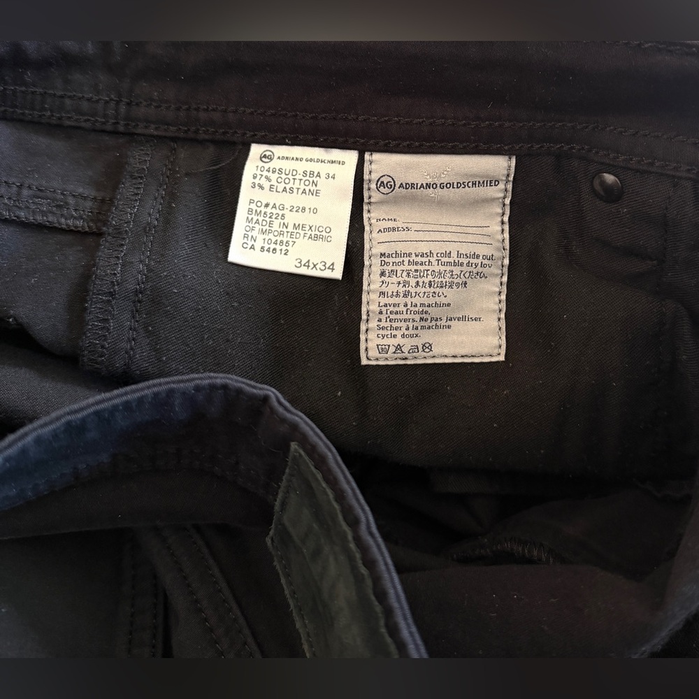 AG Adriano Goldschmied Jeans 34x34 The Protege Black Straight Leg Sueded 36x34 - Picture 4 of 12